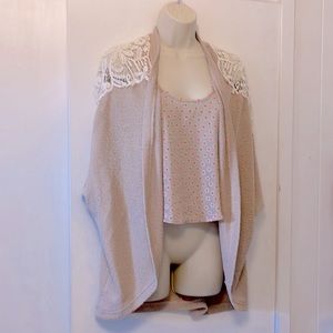 2 Items. Crop top with knitted shawl.